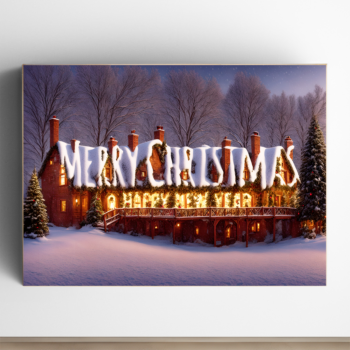 Quadro Merry Christmas in legno – 40×30 cm